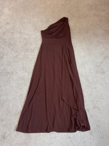 Brown one shoulder chiffon