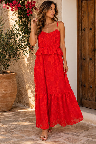Oasis petite red floral maxi - floral,