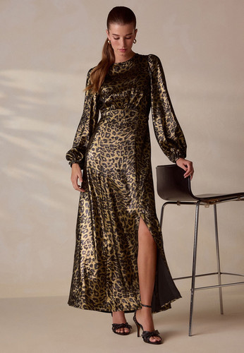 Gold metallic leopard - , print
