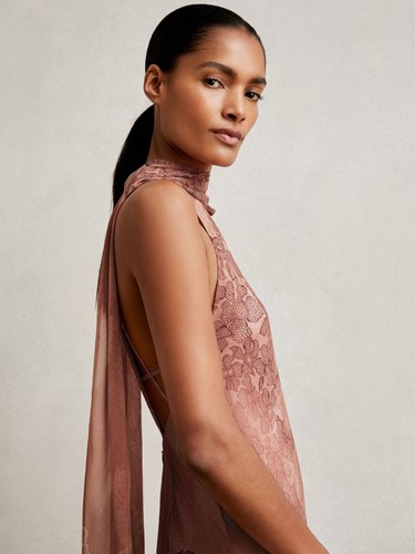 Reiss womens pink floral maxi - pink,